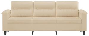 Canapea cu 3 locuri, crem, 180 cm, țesătură microfibră
