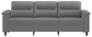 Canapea cu 3 locuri, gri închis, 180 cm, țesătură microfibră