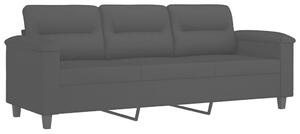 Canapea cu 3 locuri, negru, 180 cm, țesătură microfibră