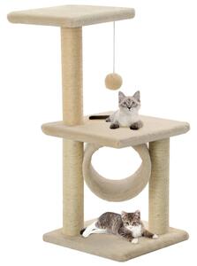 Ansamblu pentru pisici, stâlpi cu funie de sisal, bej, 65 cm