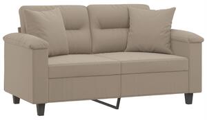 Canapea cu 2 locuri, cu perne, gri taupe, 120 cm, microfibră