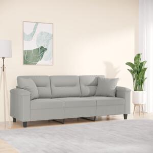 Canapea cu 3 locuri și perne, gri deschis, 180 cm, microfibră