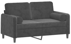 Canapea cu 2 locuri cu pernuțe, negru, 120 cm, catifea