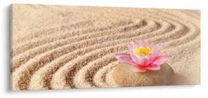 Tablou cu piatră și floare pe nisip (120x50 cm)