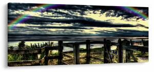 Tablou cu curcubeu deasupa mării (120x50 cm)
