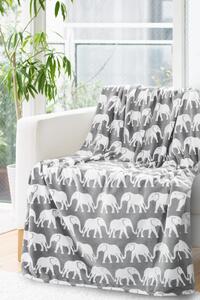 Pătură decorativă gri cu elefanți Lăţime: 150 cm | Lungime: 200 cm