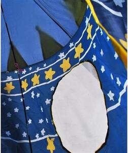 Cort tip castel pentru copii, imprimeu stele si luna, 135x105 cm, albastru