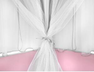 Cort castel printese, mini ghirlanda roz eleganta, 135x140 cm, 6 perdele tul, pliabil, husa depozitare
