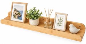 Polita de perete Pufo pentru fotografii si rame foto din lemn de bambus, 55 x 11.5 x 5 cm– Raft decorativ suspendat pentru tablouri, poze si decoratiuni