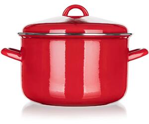 Oală emailată cu capac Banquet Milton roșu, 24 cm, 5,9 l, 24 cm