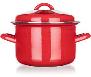 Oală emailată cu capac Banquet Milton roșu, 20 cm, 3,4 l, 20 cm