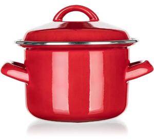 Oală emailată cu capac Banquet Milton roșu , 16cm, 2 l, 16 cm