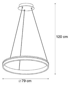 Lampa suspendata inteligenta gri inchis 79 cm cu telecomanda - Ronith