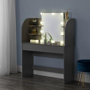 Masa toaleta cu oglinda un sertar rafturi si 10 LEDuri adezive KÃ¶laDG gri inschis - P78110462