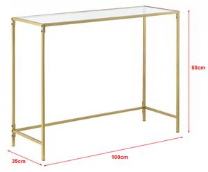 Masa consolă Alajarvi G 100 x 35 x 80 cm otel/sticla auriu - P73684472
