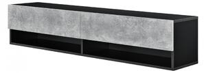Comoda TV de perete cu 2 usi si 2 rafturi, negru/efect beton - P73294038