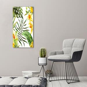 Pictura pe sticlă acrilică flori tropicale