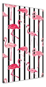 Fotografie imprimată pe sticlă Flamingos și dungi