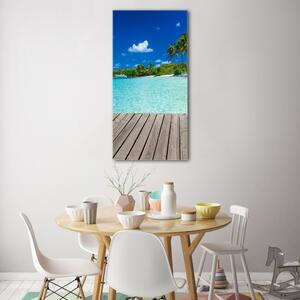 Pictura pe sticlă acrilică plaja tropicala