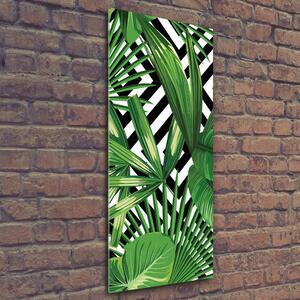 Tablou pe sticlă acrilică frunze tropicale