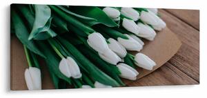 Tablou cu buchet de lalele albe (120x50 cm)