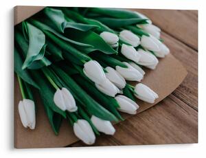 Tablou cu buchet de lalele albe (70x50 cm)