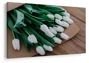 Tablou cu buchet de lalele albe (90x60 cm)
