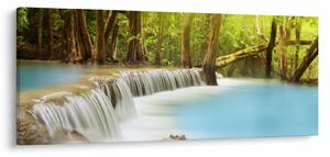 Tablou cu cascada Huai Mae Kamin în pădure (120x50 cm)