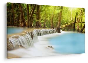 Tablou cu cascada Huai Mae Kamin în pădure (90x60 cm)