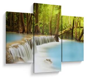 Tablou cu cascada Huai Mae Kamin în pădure (90x60 cm)