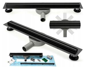 Rea Neox Pro Slim, scurgere de duș 80 cm cu sifon rotativ la 360 de grade, negru mat, REA-G8902