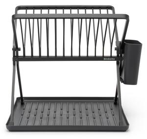 Scurgător de vase gri închis cu două nivele din metal 37x33 cm – Brabantia