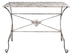 Masa de exterior, alb, din metal, cu aspect vintage, Abeille I