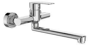 Mereo Mereo, Baterie de perete pentru chiuvetă Mereo, Pego, 150 mm, cu braț plat și drept 300 mm, cromat, MER-CB30206P