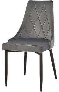 Scaun tapitat TRIX B, gri/negru, stofa catifelata/metal, 49x47x89 cm