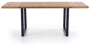 Masa extensibila HORUS, stejar/negru, furnir/otel, 126/206x80x76 cm