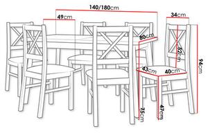 Set sufragerie (pentru 6 persoane) Amici AL43 (stejar grandson + bej deschis + alb). 1121746