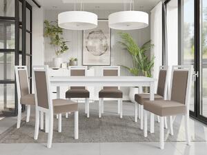 Masă sufragerie extensibilă cu 6 scaune Asiduo AL3 (alb + bej deschis). 1121728