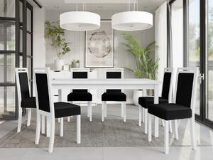 Masă sufragerie extensibilă cu 6 scaune Asiduo AL3 (alb + negru). 1121727