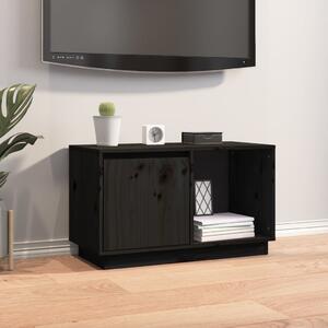 Comodă TV, negru, 74x35x44 cm, lemn masiv de pin