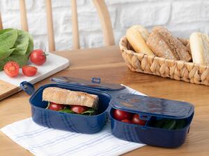 Trendy Lunch Box din Plastic cu 3 Compartimente 155x215 Cm Bleumarin