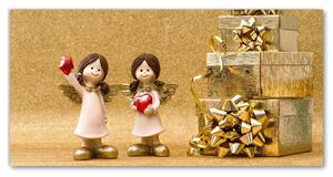 Tablou pe sticla Cadouri de Crăciun, îngeri, ornamente