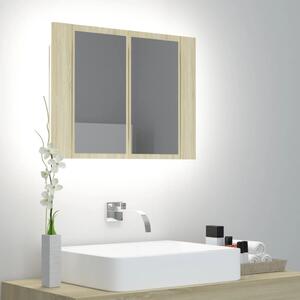 Dulap de baie cu oglindă și LED, stejar sonoma, 60x12x45 cm