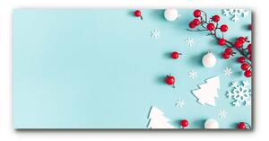 Tablou pe sticla Ornamente de Crăciun cu fulgi de zăpadă