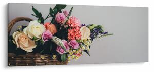 Tablou cu coș și flori (120x50 cm)