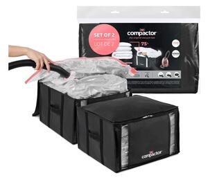 Cutii de depozitare pentru haine 2 buc. din material textil cu vacuum/cu pereți întăriți 42x25x25 cm Black Edition – Compactor