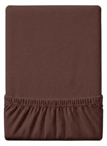 Cearsaf Jersey EXCLUSIVE cu elastic maro inchis 160 x 200 cm