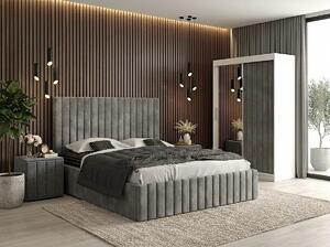 Set dormitor Cairo Gri cu dulap tapitat Cairo 150 cm Gri