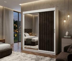 Dulap dressing tapitat Cairo 2 usi cu oglinda, 150 cm, Alb/Maro
