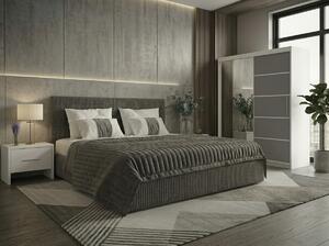 Set dormitor Malibu Gri cu dulap Atlantic 150 cm Alb/Gri